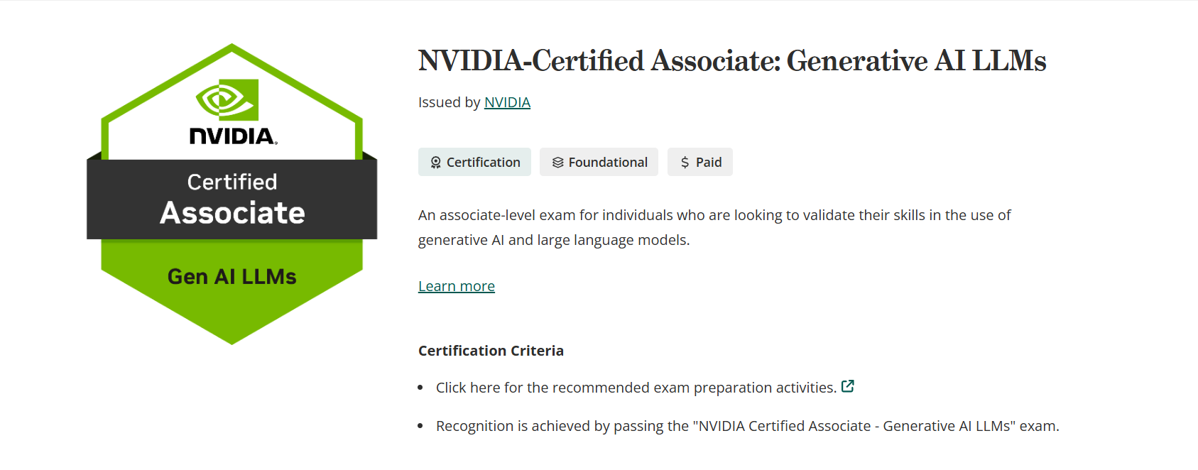 NVIDIA-Certified Associate: Generative AI LLMs